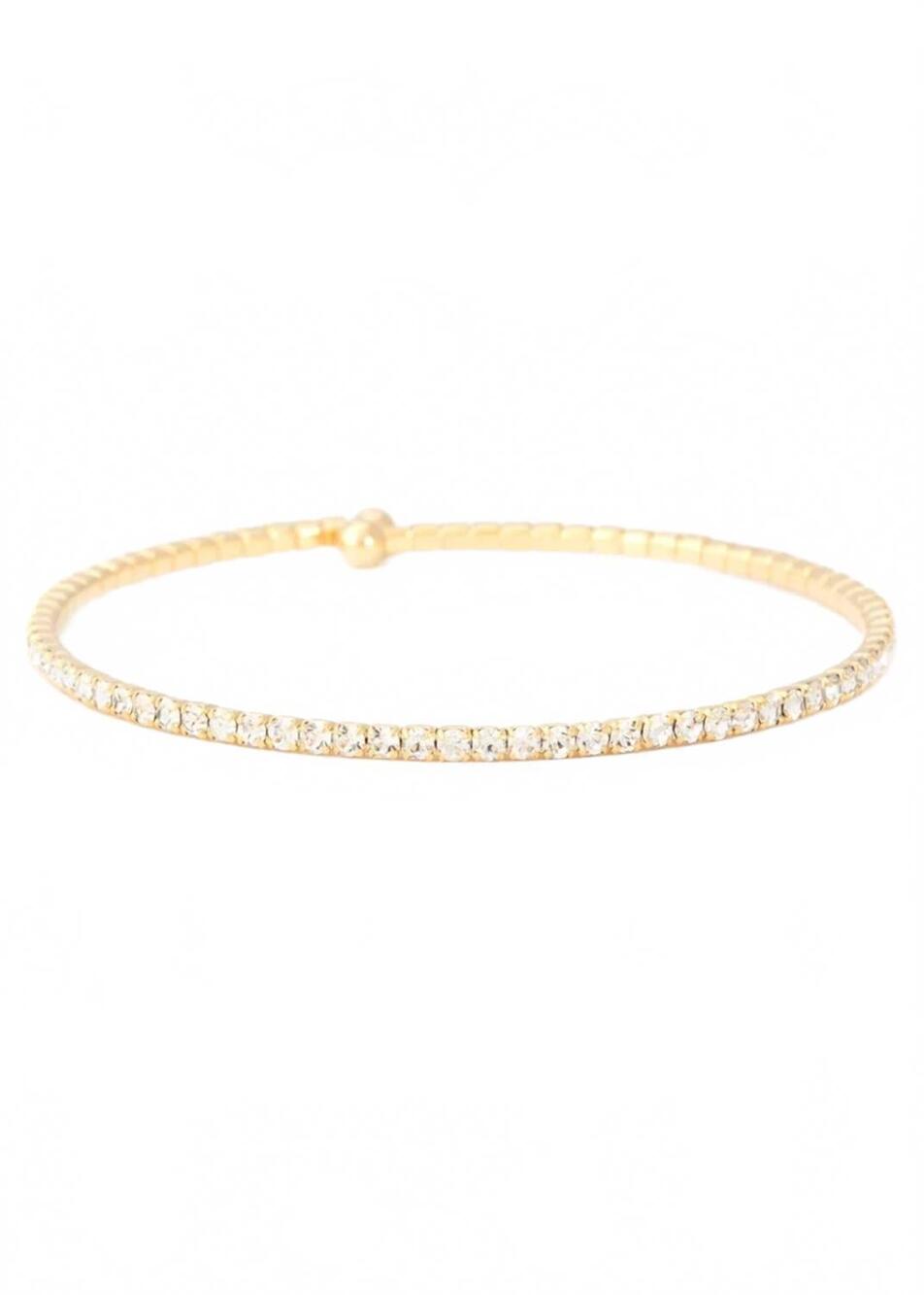 NEW THEIA women's brass cubic zirconia stones bangle in gold